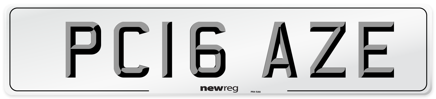 PC16 AZE Number Plate from New Reg